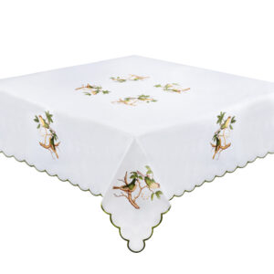 Starched Topper - Green Birds